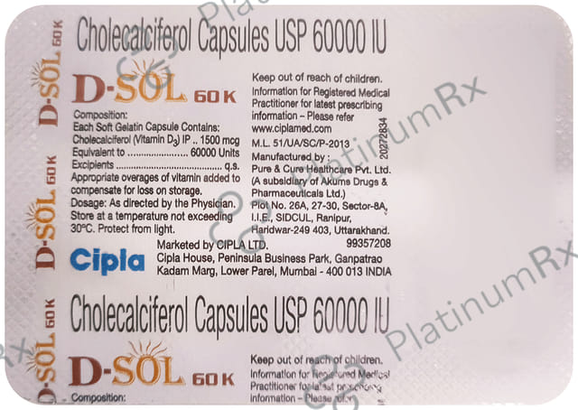 D Sol 60000IU Tablet 8s