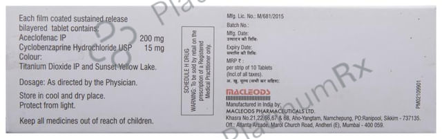 Flexabenz Plus 200/15mg Tablet SR 10s