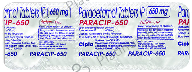 Paracip 650mg Tablet 10s
