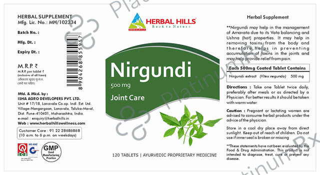 Herbal Hills Nirgundi Joint Care Tablet