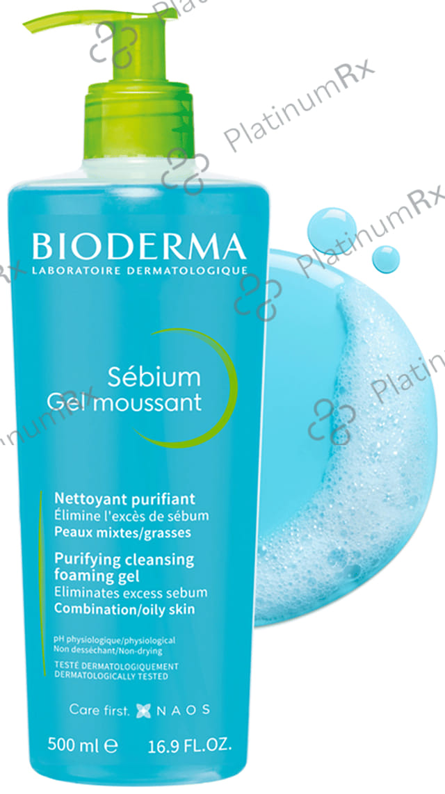 Bioderma Sebium Gel Moussant Purifying Cleansing Foaming Gel Combination to Oily Skin