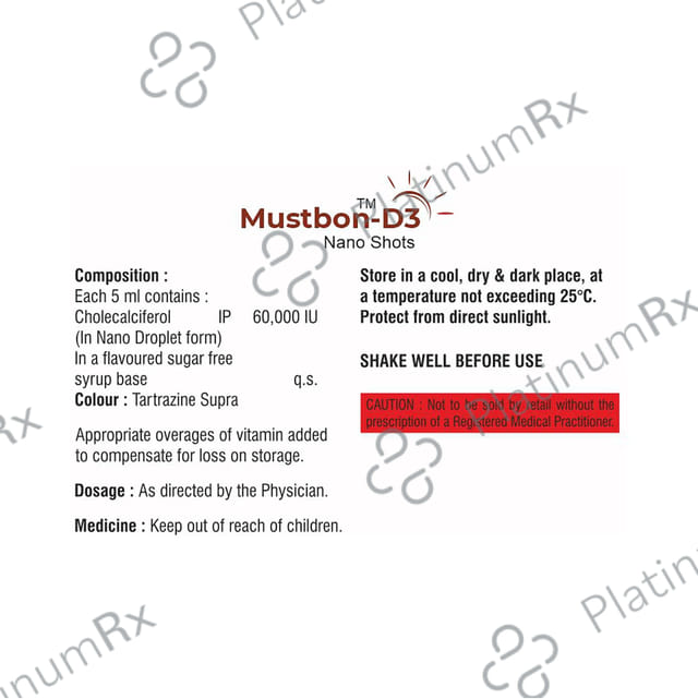 Mustbon D3 60000IU Cola No Added Sugar Oral Solution 4X5ml