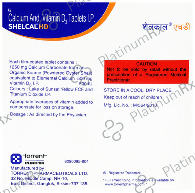 Shelcal HD 500mg/500IU Tablet 15s