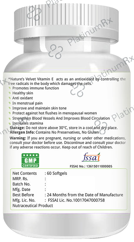 Nature's Velvet Vitamin E 400IU Capsule 60s