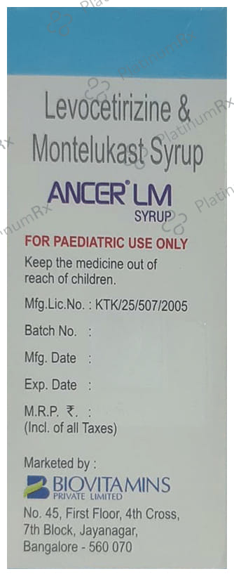 Ancer LM 2.5/4mg Syrup 60ml