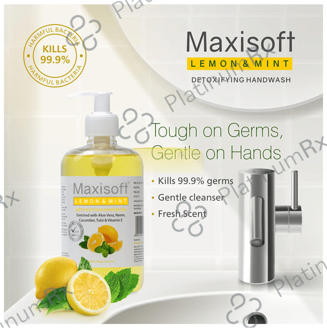 Maxisoft Lemon & Mint Detoxifying Hand Wash (500ml Each) 1 Bottle