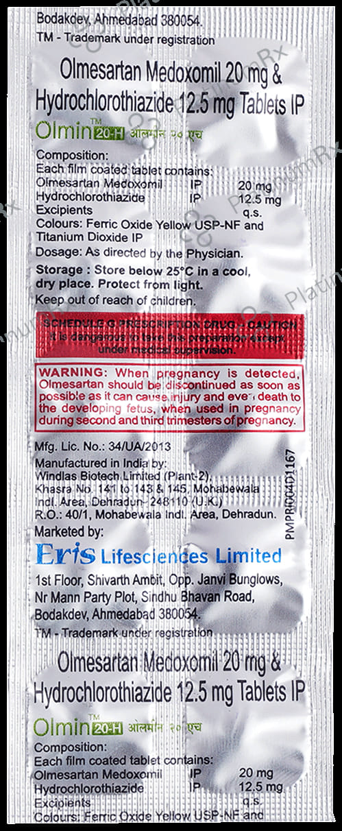 Olmin 20 H 12.5/20mg Tablet 10s