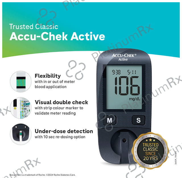 Accu Chek Active Blood Glucose Monitoring System 10s Test Strips Free Kit 1s