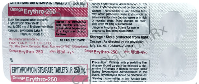 Erythro 250mg Tablet 10s