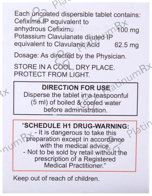 Cefolac CV 100/62.5mg Tablet DT 6s