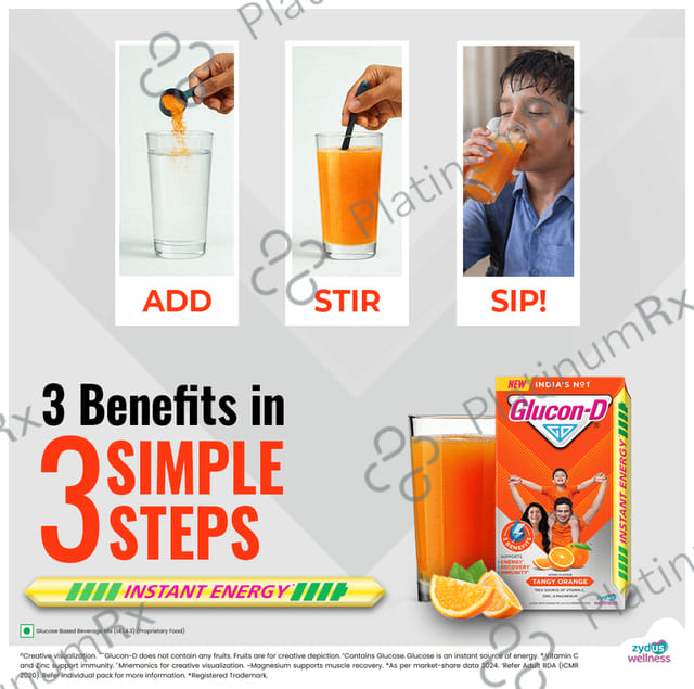 Glucon D Instant Energy Tangy Orange Flavour Powder 400gm