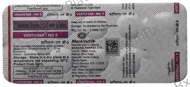 Vertistar MD 8mg Tablet 10s