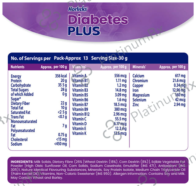 Horlicks Diabetes Plus for Blood Sugar & Weight Management - No Added Sugar - Flavour Vanilla
