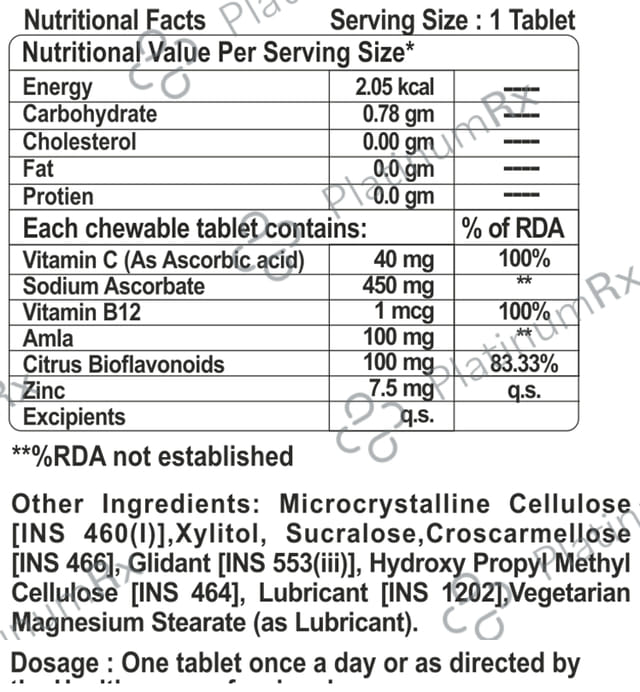 Mirayaahs Vitamin C Chewable Orange Flavour Tablet 60s