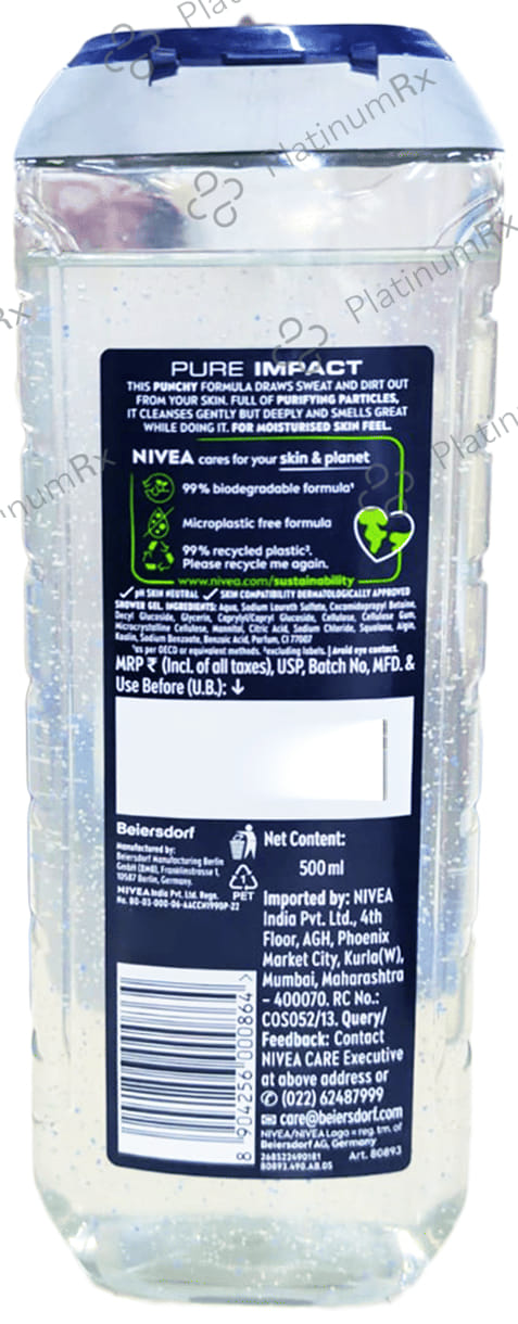 Nivea Men Shower Gel for Body, Skin & Hair - Pure Impact 500 ml