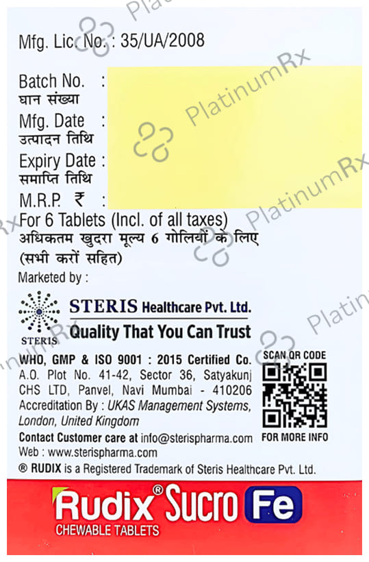 Rudix Sucro Fe Chewable Tablet 6s