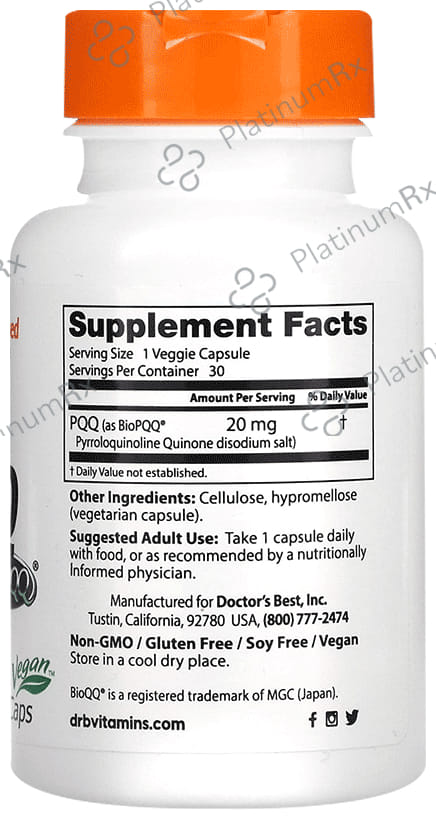 Doctor's Best PQQ 20mg Veggie Capsule - Promotes Mitochondrial Function