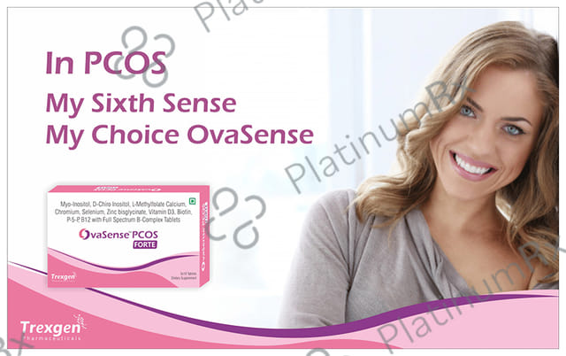 Trexgen OvaSense PCOS Forte with Myo-Inositol, Vitamin D3, Calcium, Zinc & Biotin - Tablet