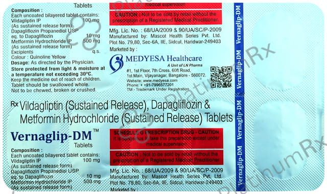 Vernaglip DM 10/100/500mg Tablet 10s