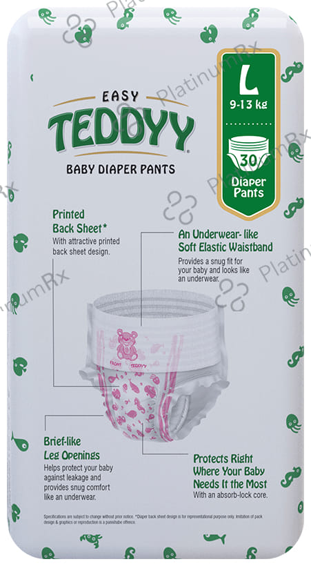 Teddyy Easy Baby Diaper Pants with Soft Elastic - Size Large 30 diapers