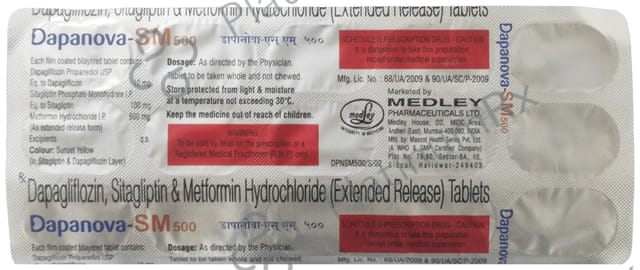 Dapanova SM 10/500/100mg Tablet ER 15s