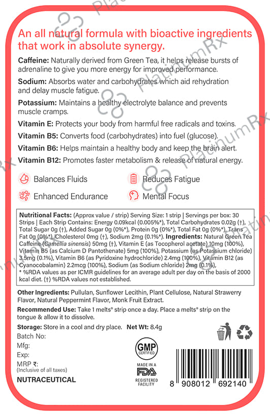 Wellbeing Nutrition Melts Instant Energy Strawberry Mint