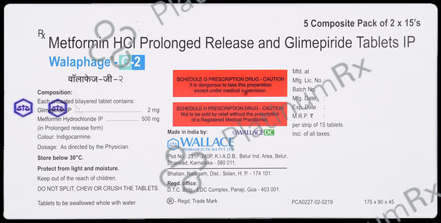 Walaphage G 2/500mg Tablet PR 15s