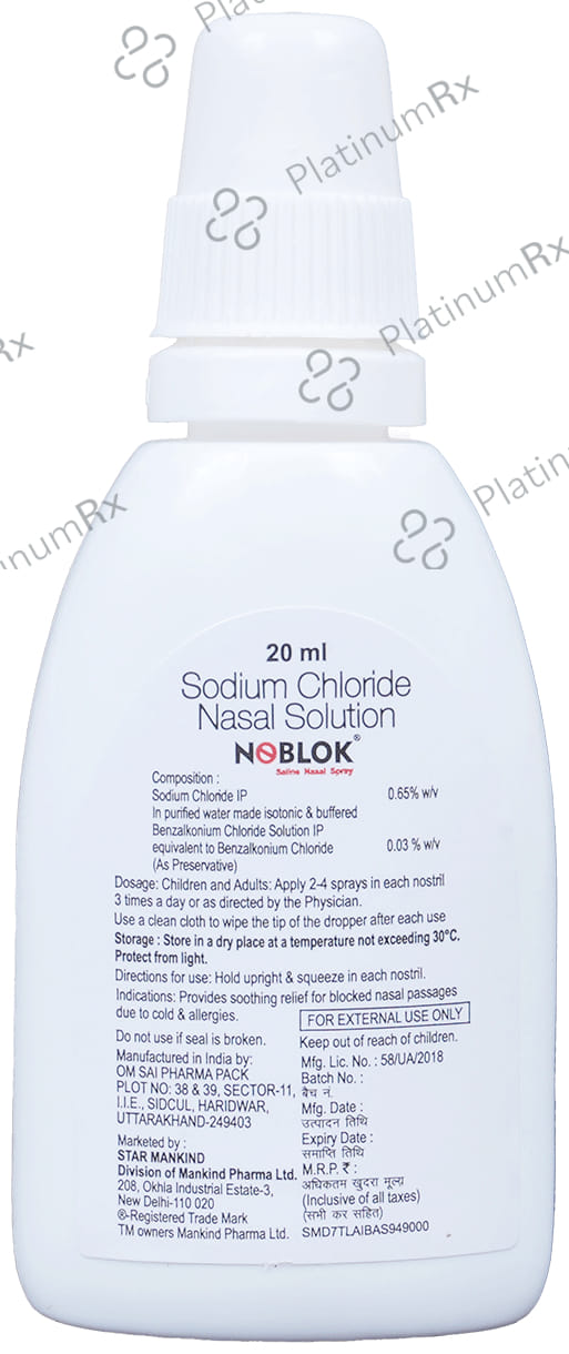 Noblok 0.65% Nasal Spray 20ml