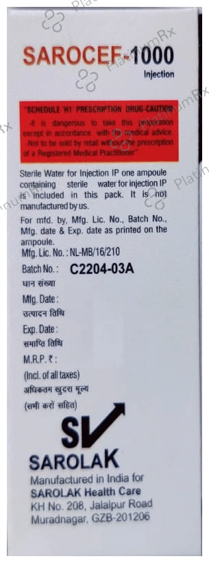 Sarocef 1000 Injection