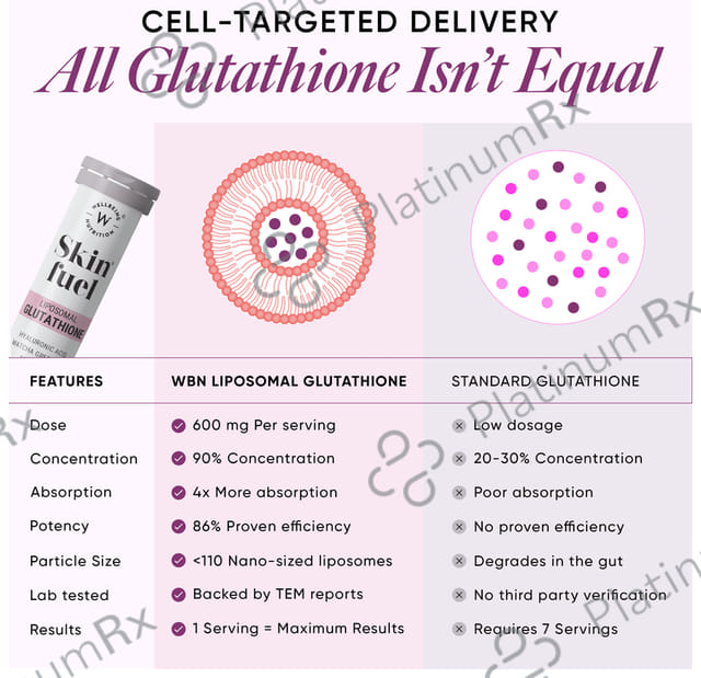 Wellbeing Nutrition Skin Fuel with Collagen, Glutathione & Hyaluronic Acid - Effervescent Tablet - Flavour Blueberry & Mint 1 Bottle