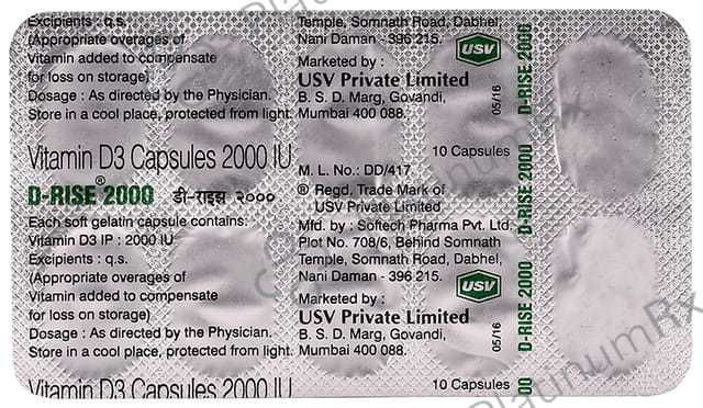 D Rise 2000IU Soft Gelatin Capsule 10s