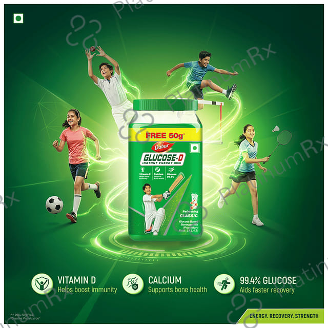 Dabur Glucose D Instant Energy with Calcium & Vitamin D - For Immunity & Bone Health - Powder