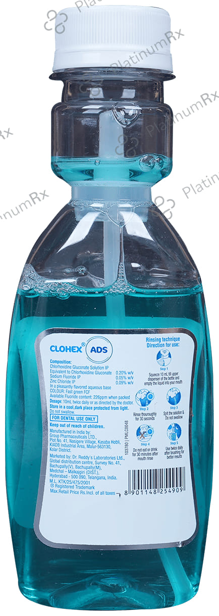 Clohex ADS Mouth Wash Mint Sugar Free Mouth Wash 80ml