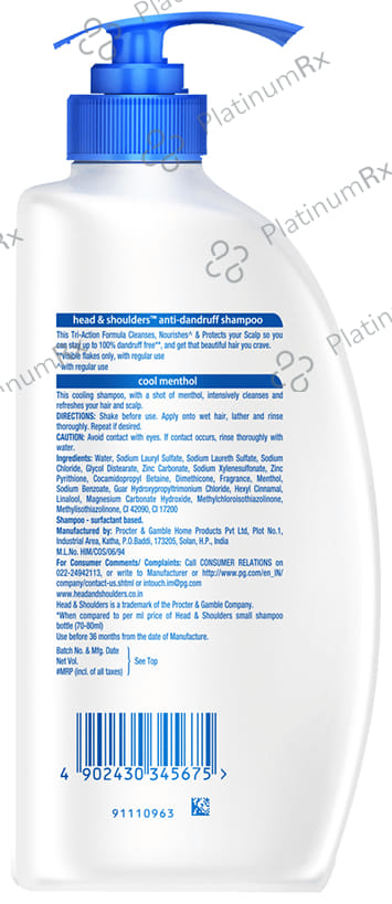 Head & Shoulders Anti-Dandruff Cool Menthol Shampoo 650 ml