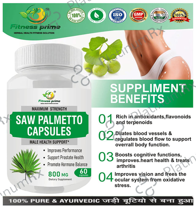 Fitness Prime Maximum Strength Saw Palmetto Male Health Support 800mg Capsule