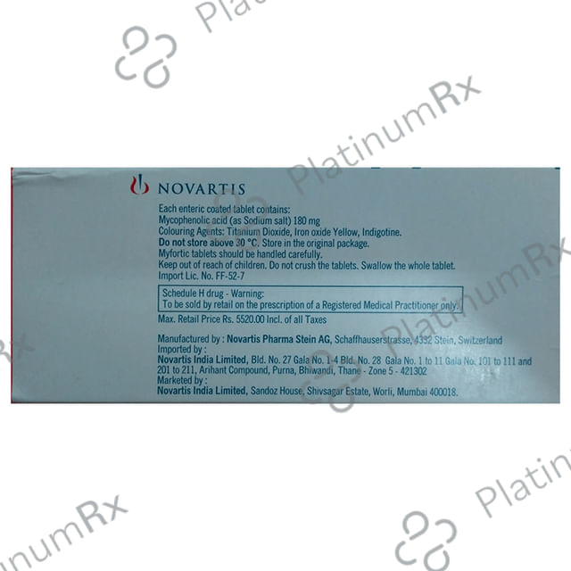 Myfortic 180mg Tablet 10s