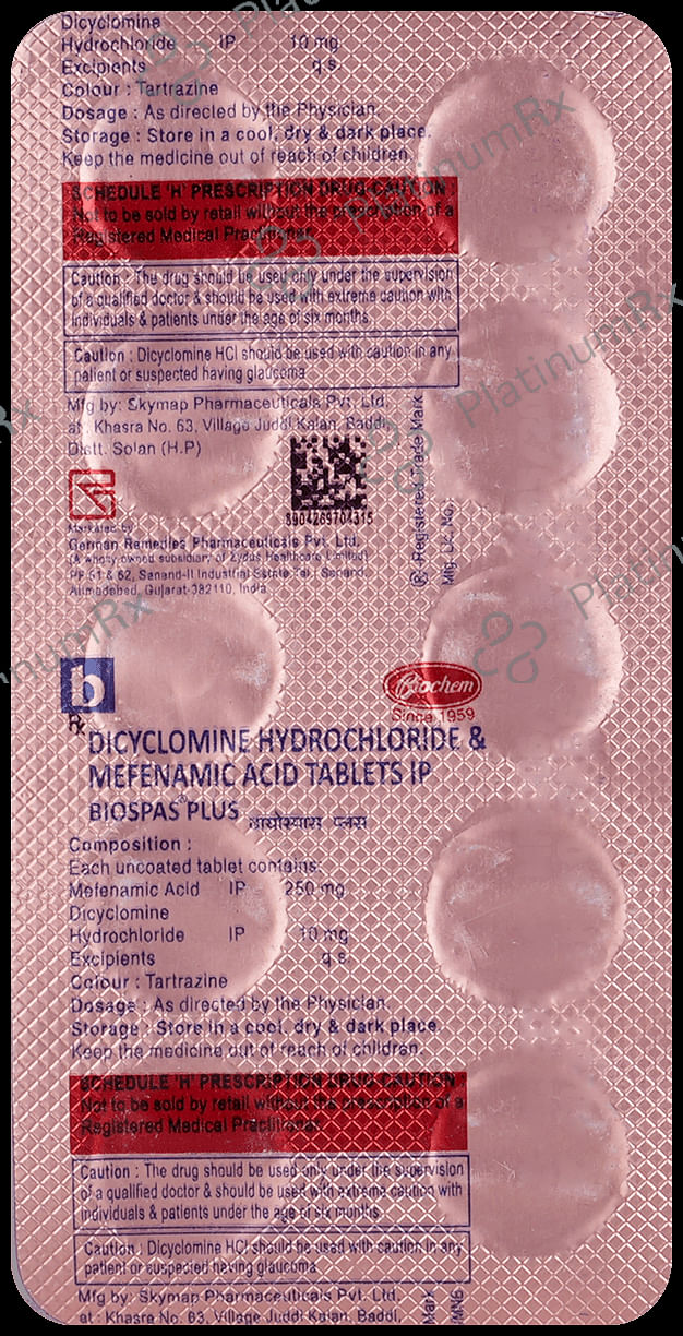 Biospas Plus 10mg/250mg Tablet