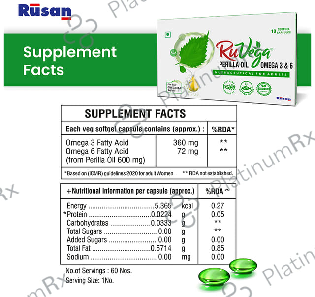 Ruvega Perilla Oil Omega 3 Soft Gel Capsules 10s