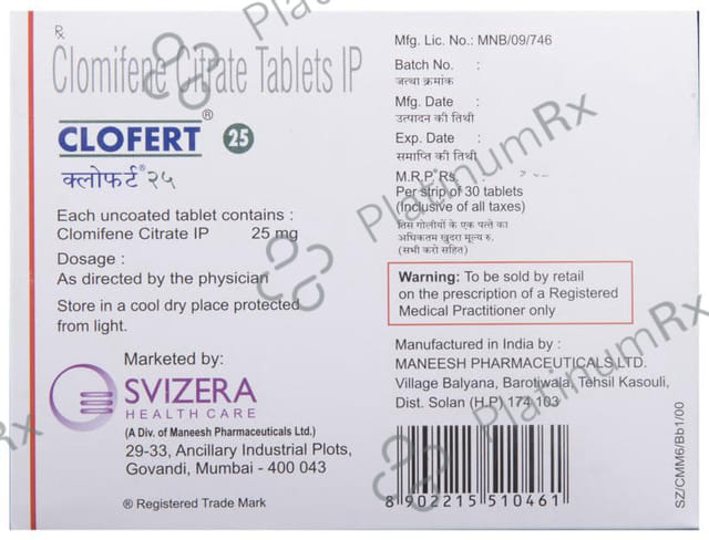 Clofert 25mg Tablet 30s