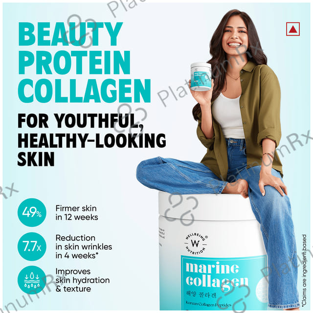 Wellbeing Nutrition Marine Collagen Type I &III 8000mg - For Skin, Hair, Nails, Bones & Joints - Unflavoured