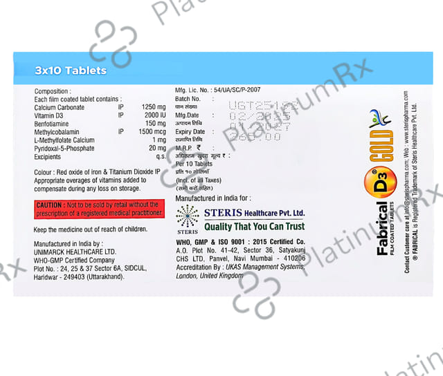 Fabrical D3 Gold Tablet 10s