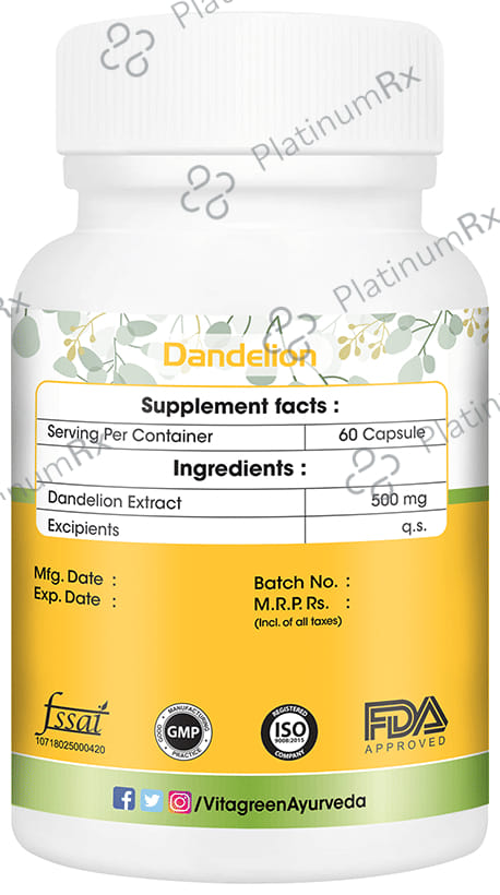 Vitagreen Dandelion 500mg Capsule