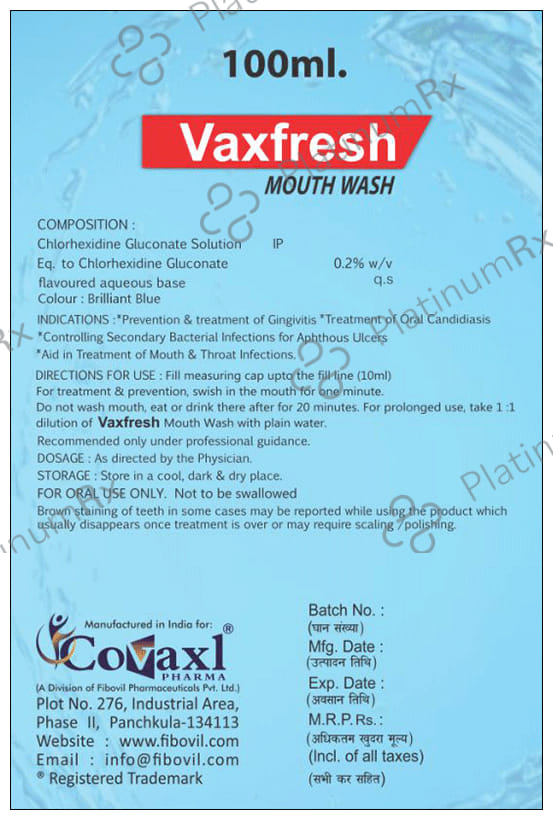 Vaxfresh 0.2% Peppermint Mouth Wash 100ml