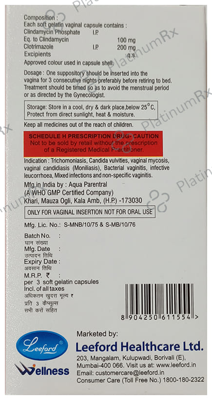 Oltef VG Vaginal Suppositories 100/200mg Capsule 3s