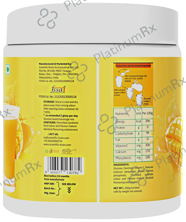 Healthy You Glucose Instant Drink with Vitamin C Mango Powder 400 gm