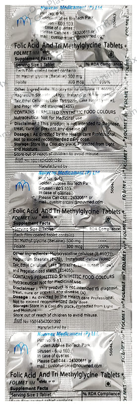 Folmet NM 500mg/500mcg Tablet 10s