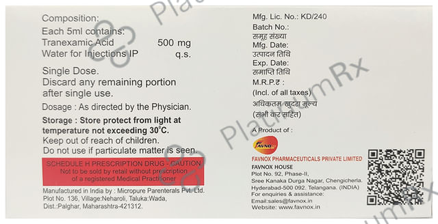 Tranox 500mg Injection