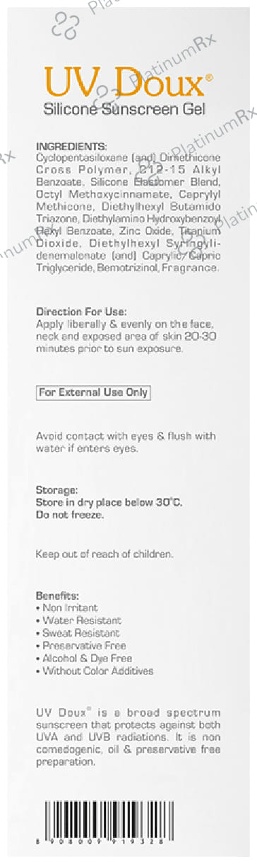 UV Doux Silicone Sunscreen SPF 50 Gel 75gm