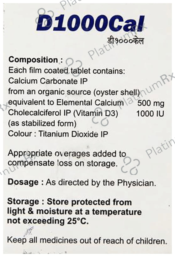 D Cal 1000IU/500mg Tablet 10s