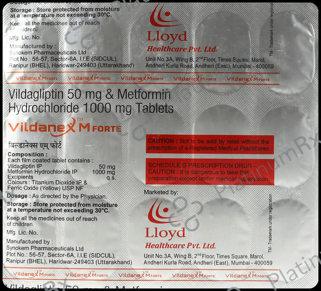 Vildanex M Forte 1000/50mg Tablet 15s